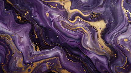 Wall Mural - Abstract purple and Gold Painting. background for phone wallpaper. marble pattern with swirls 