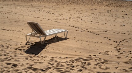 Wall Mural - A Single Lounger on the Sandy Shores