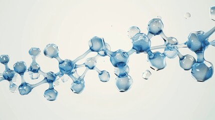 3d render of blue water molecule structure for science, technology, and medical concepts