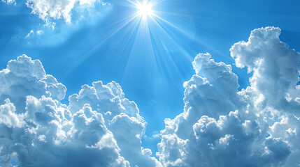 Canvas Print - The sky is blue with a few clouds and the sun is shining brightly