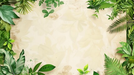 Wall Mural - Nature background with blank old paper card in the middle