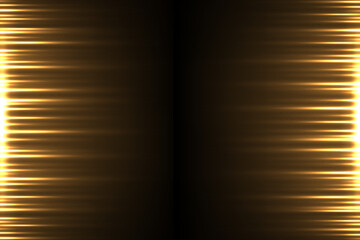Wall Mural - gold light horizontal lines on black background. glowing abstract futuristic shiny pattern. bright r
