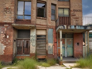 Canvas Print - old abandoned house in the town