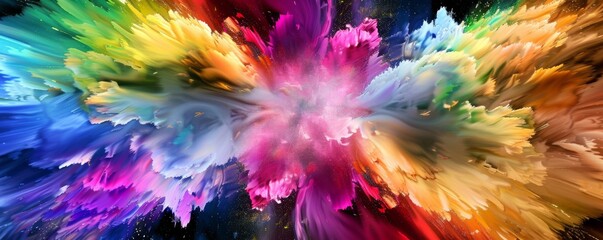 Vibrant explosion of colors depicts motion and energy in a dynamic abstract art piece