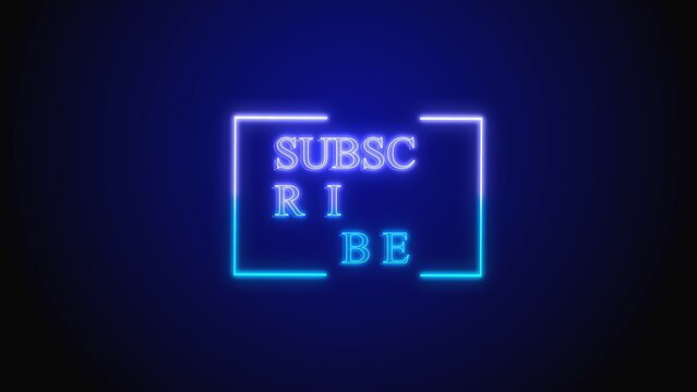 Subscribe neon sign with modern design on dark blue background