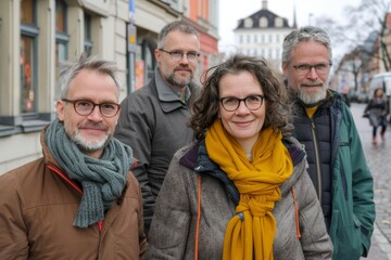 Wall Mural - Portrait of a group of senior people in the old town.