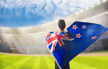 Wall Mural - New Zealand team supporter on stadium.