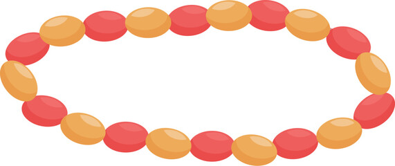 Poster - Red and gold beads forming a circle, isolated on a white background, perfect for jewelry or fashion designs