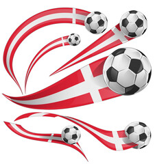 Denmark flag set with soccer ball set icon. vector illustration