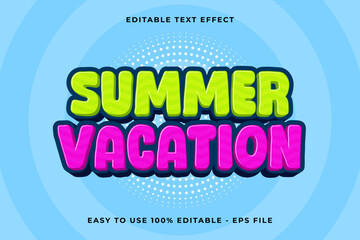 Poster - Editable text effect summer vacation 3d Trendy Cartoon template style premium vector