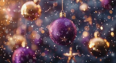 Canvas Print - Purple Christmas Ornament Hanging on a Tree