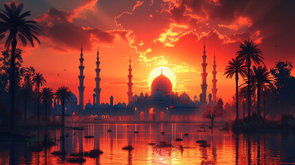Beautiful islamic eid al adha mubarak background. Greeting card background
