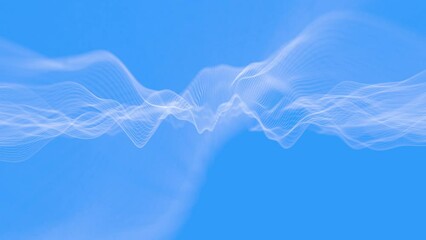 Poster - Audio wavefrom. Abstract music waves oscillation. Futuristic sound wave visualization. Synthetic music technology sample. Tune print. Distorted frequencies. 4k UHD loop