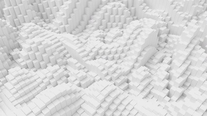 Aufkleber - Ripples on grid of white blocks abstract background. Loop of waves of square columns. Voxel noise backdrop.
