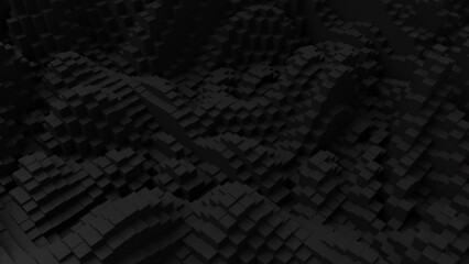 Aufkleber - Ripples on grid of black blocks abstract background. Loop of waves of square columns. Voxel noise backdrop.