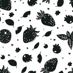 Wall Mural - Vector pattern of different berries. Drawing of a berry pattern. Illustration for textiles, packaging, gifts.