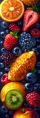 Wall Mural - Vibrant Fruit Collage With Orange, Kiwi, and Berries