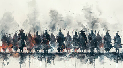 Wall Mural - Ancient Chinese warriors march to war Generated by AI.