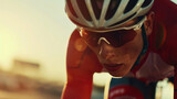 Solo cyclist preparing before a race