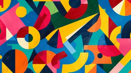 Aufkleber - A vibrant, geometric pattern background with bold shapes and bright colors, ideal for a modern and dynamic design.
