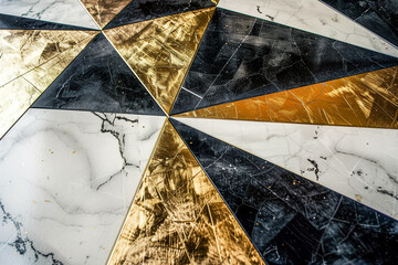 Wall Mural - Marble patterned background - blac, white and gold colored texture