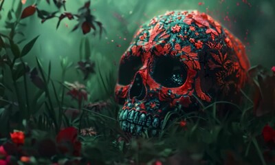 Wall Mural - Gloomy and scary background for Halloween, Day of the Dead. Halloween concept. Generative Ai. 4K Video