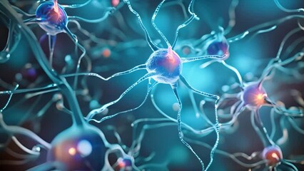 Poster - A microscopic view of nerve cells, showing their intricate structure and interconnectedness.
