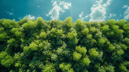 drone view beautiful green grass savana wide, bright sky with clouds blue, day light hyper realistic, extreme top angle 