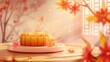 © imlane - Mid-autumn illustration, mooncake, small freshness, storybook illustration style, animation style, colorful animation, realistic light depiction, cute, blank space, clean and tidy picture, rule of thi