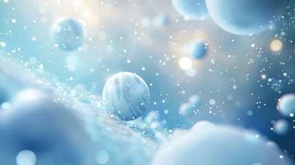 Wall Mural - a white galactic, blue lights, 3D render, white background, 8k blurred, macro view, bokeh, macro view, depth of field, close-up, minimalistic wallpapers 