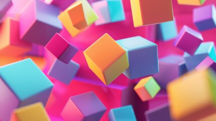 Aufkleber - an abstract 3d background with floating geometric shapes in various colors, creating a modern and dy