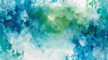 Aufkleber - An abstract watercolor background with splashes of blue and green hues, creating a dreamy and artistic effect.