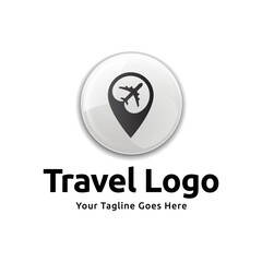 Pin map illustration for travel icon logo design