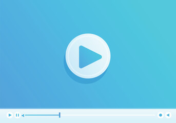 Poster - Simple video player is paused with play button visible over blue background