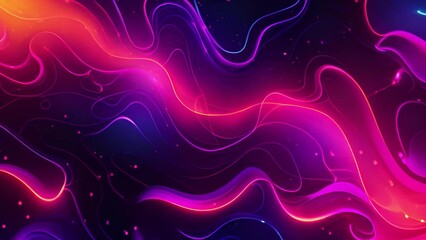 Poster - A digital abstract background featuring bright, glowing red and blue neon lines that flow across a dark surface.
