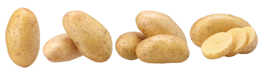 Wall Mural - young potatoes and sliced isolated, transparent PNG, collection, PNG format