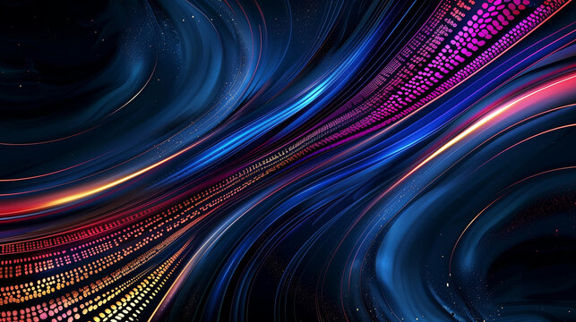 Abstract Digital Light Trails, Futuristic Data Streams, Modern Tech Art, Dynamic Digital Background, Vibrant Technological Wallpaper, Sci-Fi Design Elements, Energetic Computer Graphics