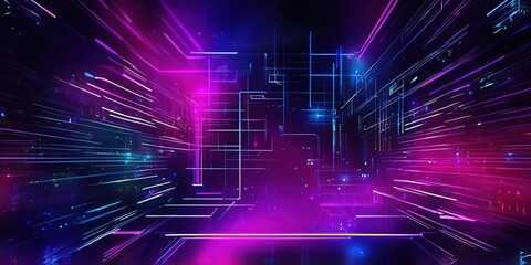 Neon cyber space background