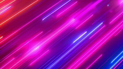 Poster - A digital illustration of diagonal neon lines in various shades of purple, pink, and blue.