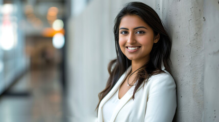 Wall Mural - Beautiful corporate woman smiling in office