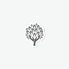 Poster - Tree hand with leaves icon sticker isolated on gray background