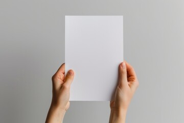 Blank paper mockup on hand created with generative AI