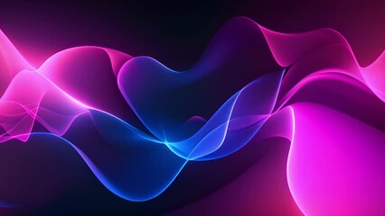 Poster - A digital illustration of blue and pink waves flowing across a dark background, creating a vibrant and dynamic abstract design.