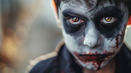 Wall Mural - Spooky Face with White Makeup and Black Eyeshadow