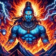 © recta - angry god shiva with fire flame with storm background