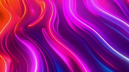 Poster - A vibrant background featuring abstract neon lines in pink, blue, and yellow. The lines create a dynamic and modern feel, with their wavy forms adding movement and energy to the design.