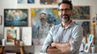 © Wonderful Studio - A man is standing in front of a wall of paintings