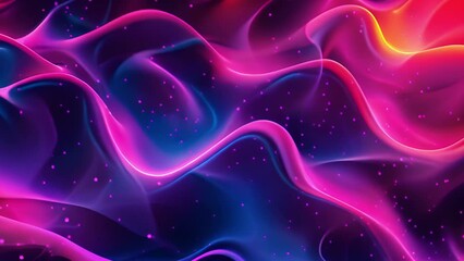 Poster - A digital illustration of a wavy, abstract pattern in shades of pink, blue, and yellow. The background is dark, and the waves have a slight shimmer effect.