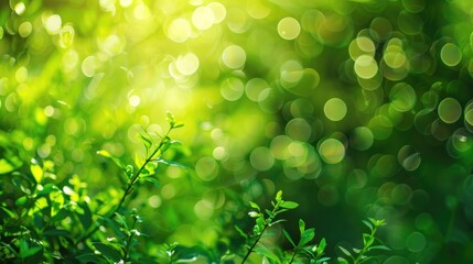 Green Bokeh Nature Background with Blur