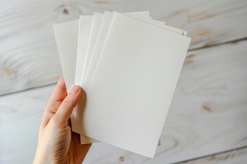 Blank paper mockup on hand created with generative AI